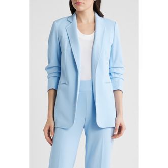 Anne Klein Scrunch Sleeve Open Front Jacket in Lakeshore at Nordstrom, Size X-Large