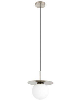 Eglo Eglo Arenales 1 Light Mini Pendant With Matte Nickel Finish & White Glass Shade