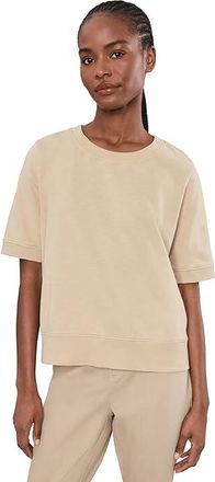 Eileen Fisher Garment Dyed Terry Crew Neck Short Sleeve Sweatshirt Womens Clothing Wheat : XL, Cotton