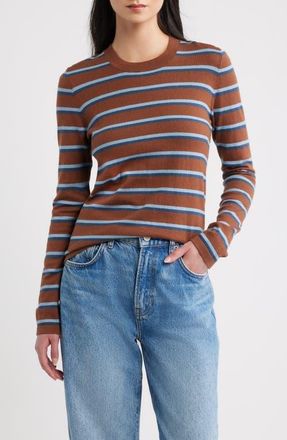 Rails Davie Cotton & Cashmere Stripe Sweater in Mocha Stripe at Nordstrom, Size Xx-Small
