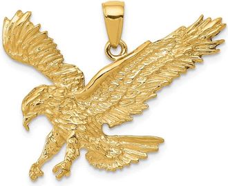 Diamond2Deal 14k Yellow Gold Textured Eagle Landing Pendant