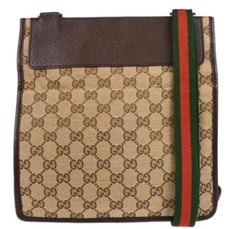 Gucci Vintage, unisex, Bruin, ONE Size, Pre-owned Canvas Cross Body Bag