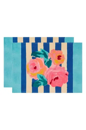 Lisa Corti Juego de 2 Manteles de Algod&oacute;n 35x548 Nizam Rayas Azul