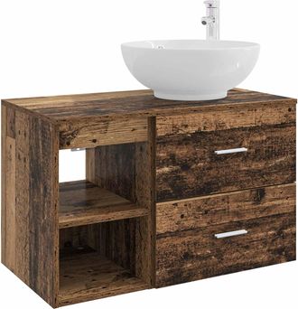 vidaXL Juego De Muebles De Ba&ntilde;o 2 Uds. Madera Envejecida Vidaxl