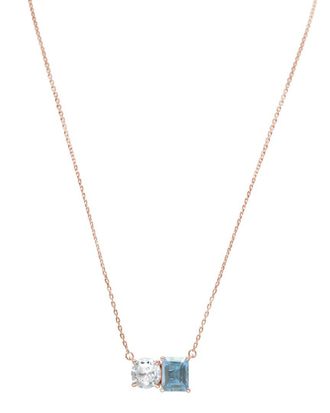 Suzy Levian Rose Gold Over Silver 5.00 ct. tw. Gemstone Toi et Moi Necklace