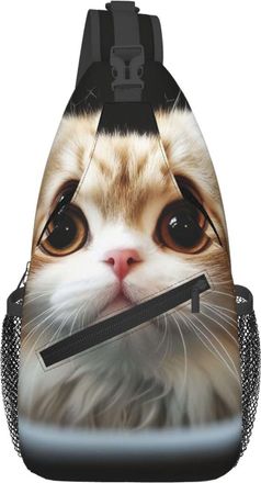 Generic Cute Cat Sling Bag Lightweight Cross Body Bag Breathable Backpack For Workout Outdoors Casual