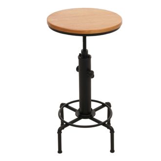 Hhg Non Utilizzato] Tavolo Da Bar Hhg 034, Bancone Bistrot Regolabile Girevole Poggiapiedi Acciaio Industriale Legno &Oslash; 50cm, Naturale
