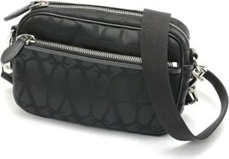 Valentino Vintage Cross Body Bags, unisex, Black, ONE SIZE, Pre-owned Nylon Shoulder Bag