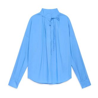 Maliparmi Blouses, female, Blue, Size: M Sparkle Popeline Shirt