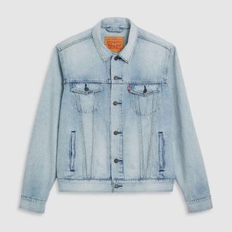 Levi's Mens Levis Light Wash Trucker Denim Jacket with Chest Pocket in Build A House - Blue - Size Small
