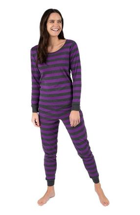 Leveret Womens Cotton Striped Matching Family Pajamas in Purple & Dark Gray at Nordstrom, Size X-Small
