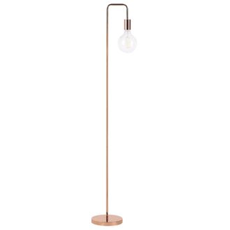 Beliani L&aacute;mpara De Pie Cobriza Estilo Industrial Minimalista Sin Pantalla Savena