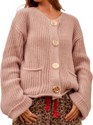 Lovlov Mila Button Front Cardigan In Mauve Pink
