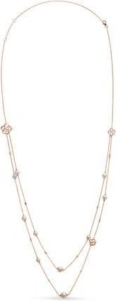 House of Brilliance Gold 1/2 Cttw Diamond and Pearl Double Strand Station Necklace in Pink at Nordstrom