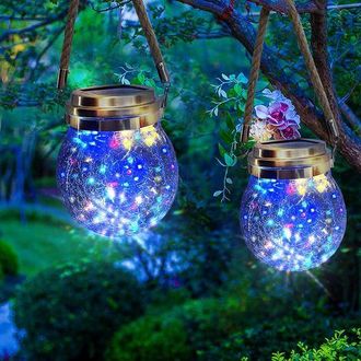 OEM Faroles Solares De Jard&iacute;n Para Exteriores - Paquete De 2 Luces Solares Impermeables Para Exteriores - 30 Luces Led Solares Decorativas Para Jard&iacute;n