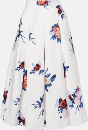 Erdem Gonna midi in popeline di cotone con stampa floreale