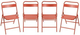 Sweeek Set of 4 folding steel garden chairs Terracotta 44.3x49x79.7 cm - Amelia