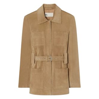Tory Burch Tory Burch, Light Jackets, female, Brown, Size: XS Belted Suede Jacket