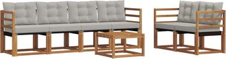 vidaXL Conjunto De Sof&aacute;s De Exterior 7 Uds. Gris Natural Y Claro Vidaxl