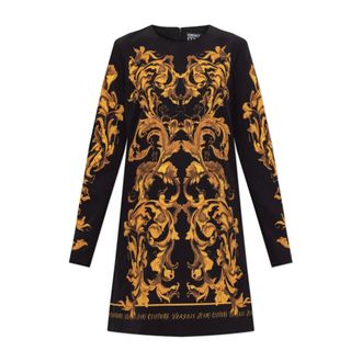Versace Jeans Couture Short Dresses, female, Black, Size: 2XS Porcelain Barocco A-line Mini Dress