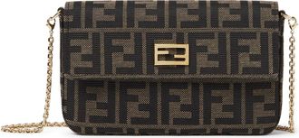 Fendi COMPACT WALLET IN FF ZUCCA JACQUARD AND BROWN LEATHER - Fendi - Woman