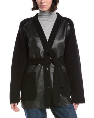 Bogner Roxana Leather Front Wool & Cashmere-Blend Jacket