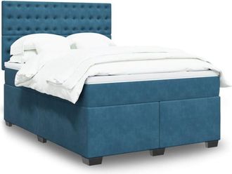 vidaXL Vidaxl - Cama Box Spring Con Colch&oacute;n Terciopelo Azul 140x190 Cm