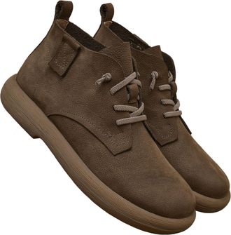 Generic Mens Genuine Leather Water Resistant Anti Slip Work Ankle Boots Casual Comfortable Outdoor Hiking Trekking Chukka Boots (Grey,8.5)