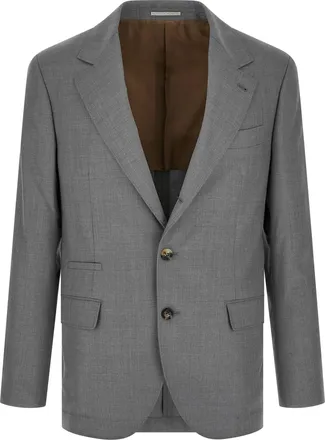 Brunello Cucinelli Gray Virgin Wool Mens Blazer