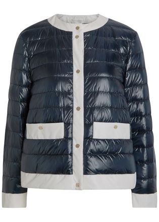 Herno Contrasting Padded Glossed Shell Jacket - Blue - 48 (UK16 / XL)