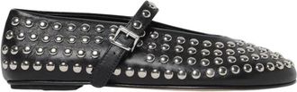 Liviana Conti Zwarte Leren Ballerinas met Noppen - Dames - Ballerinas - Zwart - 36 EU - Leer - Schoenen