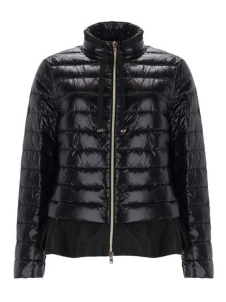 Herno Neutrals Shiny Ruffled Hem Polyamide Down Jacket