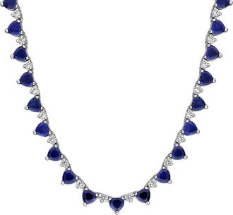Rina Limor Silver 17.44 Ct. Tw. Lab-Grown Blue Sapphire Necklace