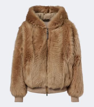 Brunello Cucinelli Monili shearling hooded shearling jacket