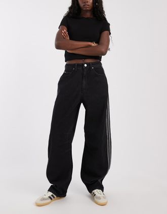 adidas Originals Jeans a cilindro neri-Nero