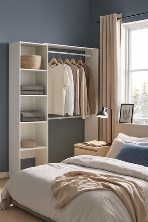 Dmora Armario Dgolett, Estructura Para Vestidor, Perchero Abierto, 140x40h187 Cm, Blanco - Dmora