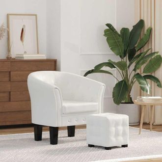vidaXL Poltrona a Pozzetto con Poggiapiedi Bianca in Similpelle - Vidaxl