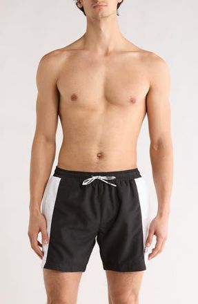 BOSS x NBA Swim Trunks in White/Black at Nordstrom Rack, Size Xx-Large