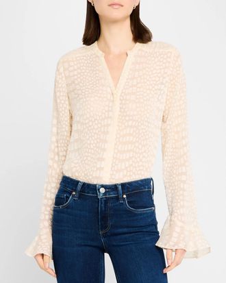 Paige Pepita Blouse In Latte Foam