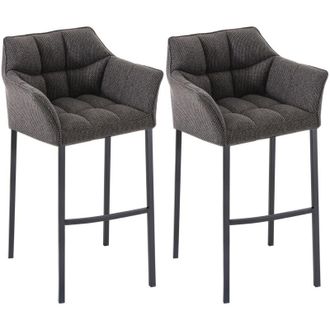 Clp Clp - Set De 2 Taburete De Bar Damaso En Tela Con Base De 4 Patas Gris Titanio Negro
