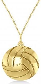 Allurez Volleyball Charm Mens Pendant Necklace 14K Yellow Gold