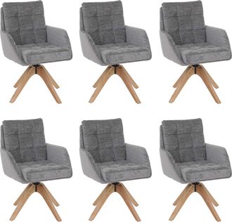 Hhg [nunca Usado] Juego De 6 Sillas De Comedor Hhg-708, Sillas De Cocina, Giratorias, Tapizadas En Chenilla (680 G/m&sup2;), Certificaci&oacute;n Oeko-tex, Madera Mvg
