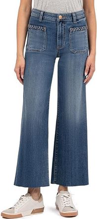 Kut from the Kloth MEG HIGH RISE WIDE LEG PATCH PKTS W/BRAID ON TOP Womens Jeans Fame : 12, Cotton/Denim/Lyocell