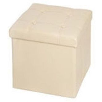 Trade Shop Trade Shop - Pouf Scatola Portaoggetti Puff Poggiapiedi A Forma Di Cubo In Ecopelle Colore - Beige