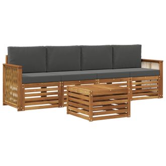 vidaXL Conjunto De Sof&aacute;s De Exterior 5 Pcs Natural Y Antracita Vidaxl