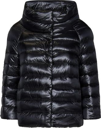 Herno Sofia Mini Cape - Dames - Gewatteerde jassen - Zwart - 2XL - Leer - Jassen
