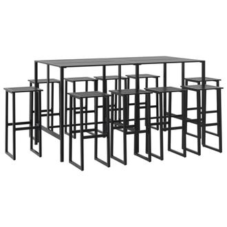 Berkfield Home 11 Piece Garden Bar Set Black Powder-coated Steel