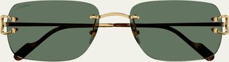 Cartier Mens Rimless Metal Sunglasses