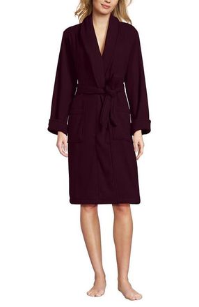 Lands End Cotton Terry Knee Length Spa Bath Robe in Lush Burgundy at Nordstrom, Size X-Large P