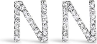 House of Brilliance 10K Gold 1/10 Cttw Diamond Initial A to Z Stud Earring